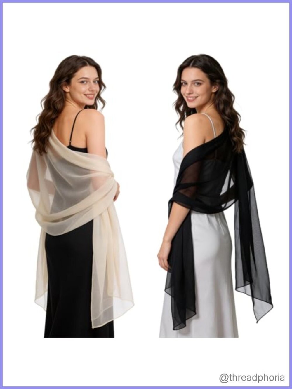 Set of 2 Chiffon Shawl Wraps for Women Evening Dresses Wedding Scarf Elegant